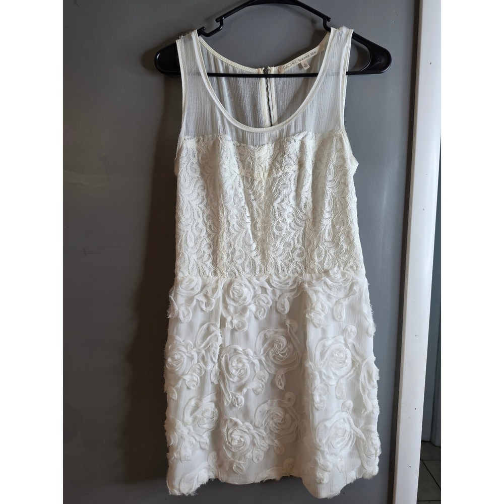 Rachel Rachel Roy White Lace 3D Rosette Mini Dress Sleeveless Size 6